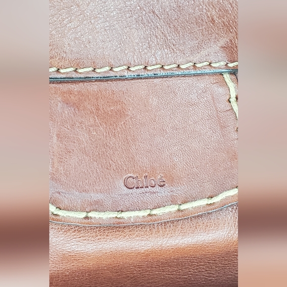 Chloe Vintage Edith -Boston Brown Buffalo Leather Satchel HandBag - Picture 11 of 16